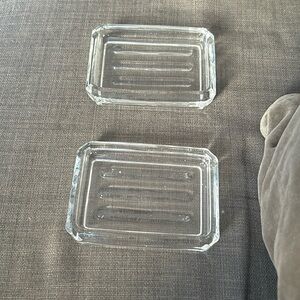 2 beautiful clear glass soap dishes